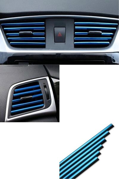 Speed Out Grilă de aer condiționat pentru interiorul mașinii Benzi decorative Aer condiționat pentru interiorul mașinii 10 bucăți benzi din plastic cromat 20 cm