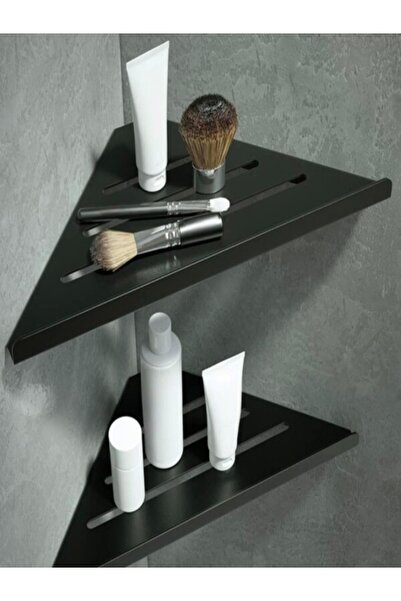 TechnoLoby 2 قطعة رف دش الحمام الزاوية 1.5 ملم معدن أسود (يتضمن مجموعة مسامير...