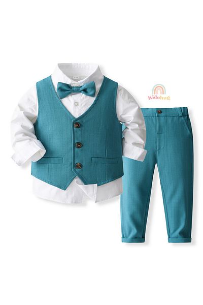 Kidohug Elegant boys' suit, Kidohug, 4 pieces: White shirt, Long pants, Vest, Bow tie