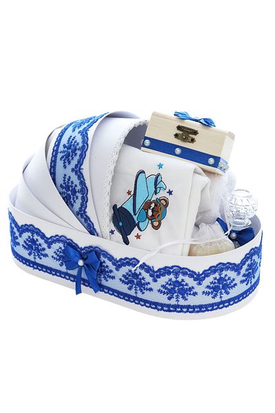 Recostore Set botez baieti personalizat cu Ursulet, culoare albastru, REC3239