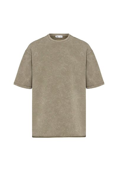 VAMOSCLO Washable Basic Oversize T-Shirt Khaki
