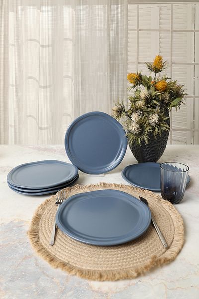 Keramika Farfurie pentru Tort Mat Blue Bloom 24 Cm 6 Bucăți 399