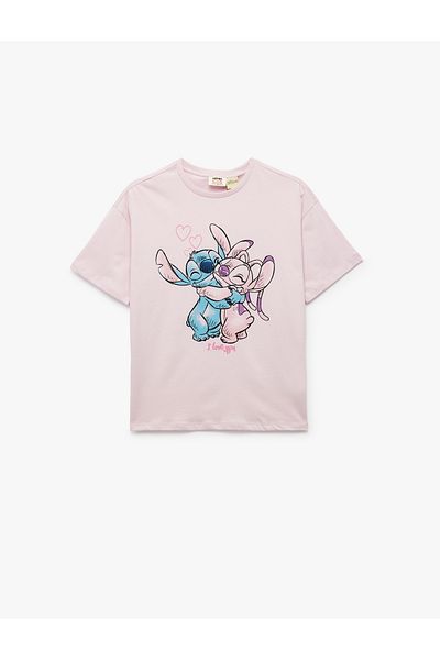 Koton Cotton Licensed Stitch Printed Crew Neck Short Sleeve T-Shirt