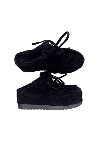 MaisonStanbul Wally Black Suede Platform Slippers