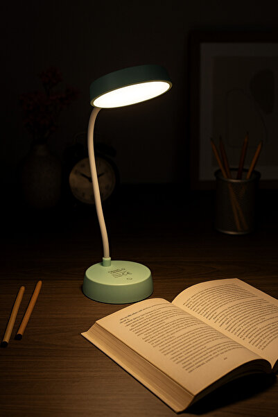 Badem10 Şarjlı Akrobat 360° Masa Üstü Yeşil Renk Lamba 3 Kademe Dokunmatik Ça...