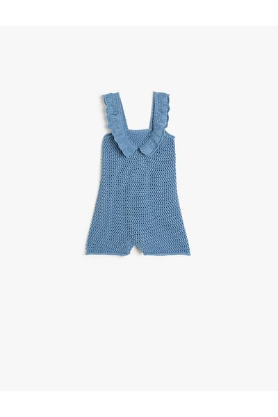 Koton Salopetă din tricot cu bretele cu guler pătrat