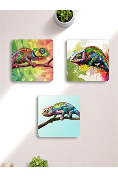 lili hediyelik طقم من 3 قطع من أدف مطبوعة على شكل كاميليون