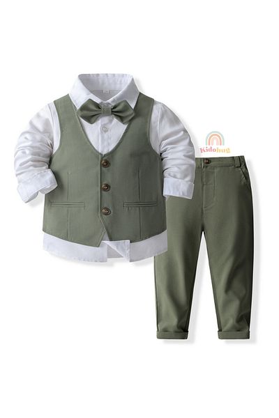 Kidohug Elegant boys' suit, Kidohug, 4 pieces: White shirt, Long pants, Vest, Bow tie