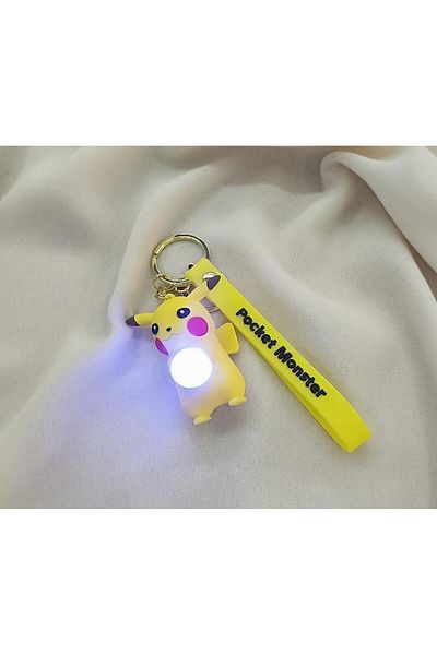 Hd Marketim Keychain Pokemon Pikachu Lighted Cartoon Silicone Keychain Bag Wallet Ornament