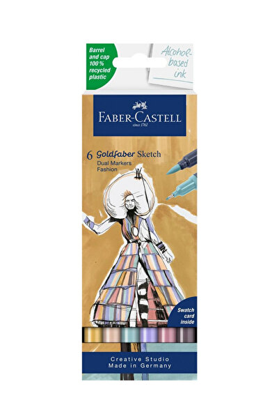 Faber Castell Goldfaber Sketch Marker Fashion 6'lı Set,Çift Fineliner Uçlu