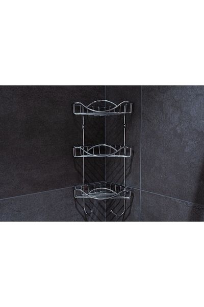 AWDO AWD Kopang corner bathroom shelf, chromed steel, 22 x 41 x 14.5 cm