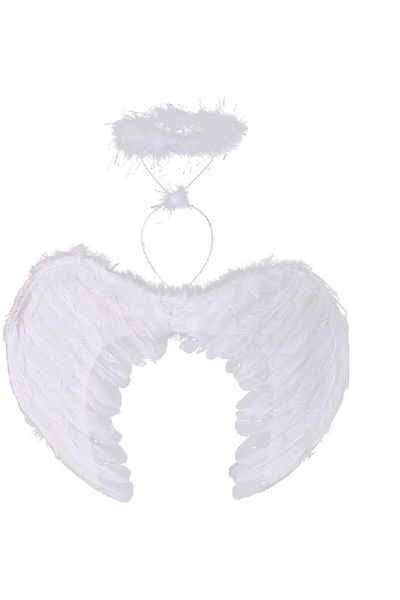 Emperium White Colored Feather Baby Angel Wing and Crown 30x45 cm