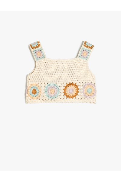 Koton Square Collar Knitted Detailed Cotton Strap Crop Knitwear Undershirt
