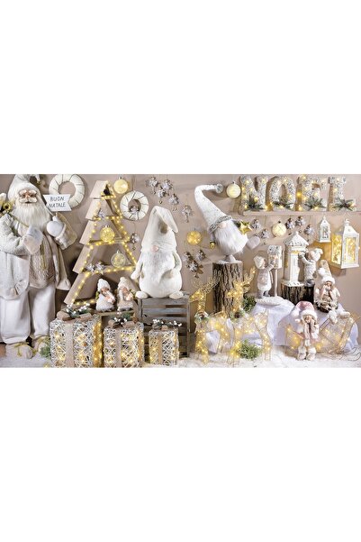 Decorer Λευκό και χρυσό υφασμάτινο στεφάνι Ø 21 εκ.