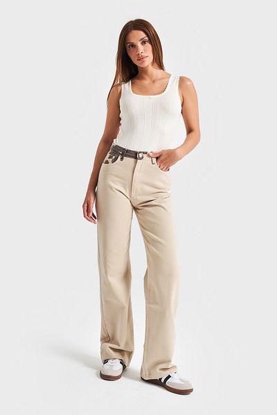 its basic Γυναικείο Μπεζ Χρώμα 6s5-57 Straight Fit Ψηλόμεσο Εσώρουχο Μέγεθος 80cm Τζιν με σχέδιο Leopard