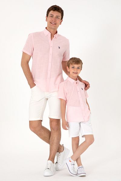 U.S. Polo Assn. Boy's Light Pink Short Sleeve Shirt 50306567-Vr078