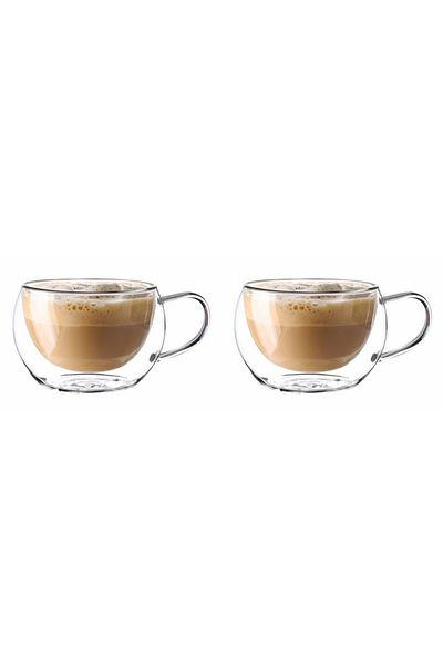ALTOM DESIGN Set de 2 cești de cappuccino Andrea, sticlă borosilicată, 300 ml