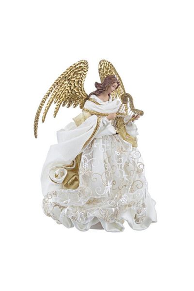 Bizzotto Figurine Angel in White Lace and Golden Polyresin Raffael 23x20x28 cm
