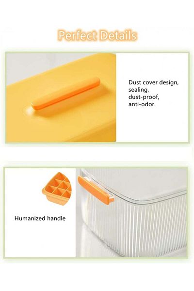 Karll Ice cube tray with lid, silicone, yellow, 23.8 x 12.8 x 11.5 cm