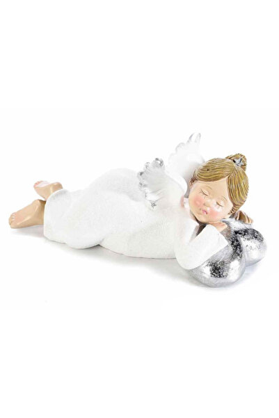 Decorer Figurina Inger polirasina alba argintie 17x9x8 cm