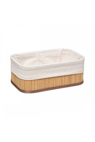 5 five simply smart Set of 3 Thai storage boxes, bamboo, textile, 30x20x12cm, 25x15x10cm, 20x10x8cm