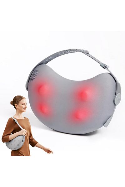 Smart Vibe Aparat Profesional Masaj Tip Perna 4D SKG® T1-2PRO Fara Fir, 4 Role 360° si Incalzire Infrarosu, Gri