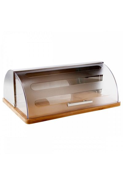 5 five simply smart Steel Loft bread box, stainless steel, wood, acrylic, 39x26.5 x H15.5 cm