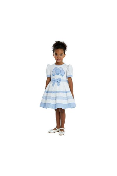 Pamina Dress with Checkered Bow, Pamina, Blue, 323001 - 104 cm