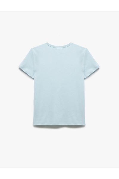 Koton Tricou de bază din bumbac, slim fit, cu mânecă scurtă, cu decolteu