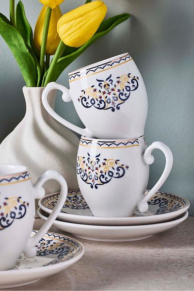 Perotti Mavişehir 6-Person Porcelain Coffee Cup Set
