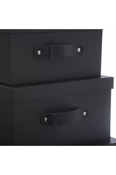 5 five simply smart Set of 4 Sortier Black storage boxes: 28 x 22 x H 11 cm, 30.5x24xH12.5cm,35x26xH.14cm,39.5x30xH16cm