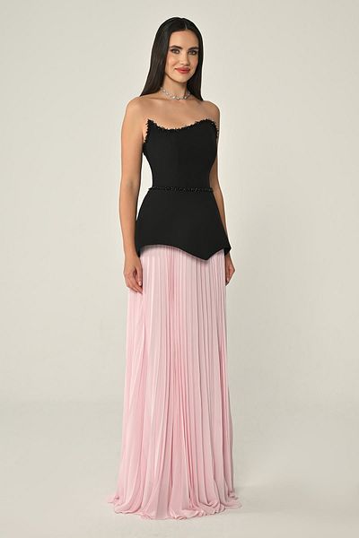 ALFABETA Strapless Top Crepe Skirt Chiffon Long Evening Dress Alfa Beta