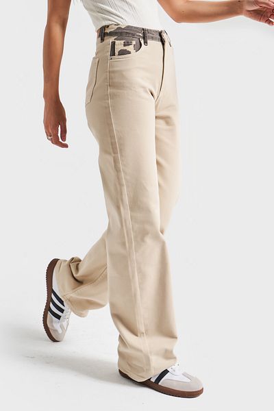 its basic Γυναικείο Μπεζ Χρώμα 6s5-57 Straight Fit Ψηλόμεσο Εσώρουχο Μέγεθος 80cm Τζιν με σχέδιο Leopard
