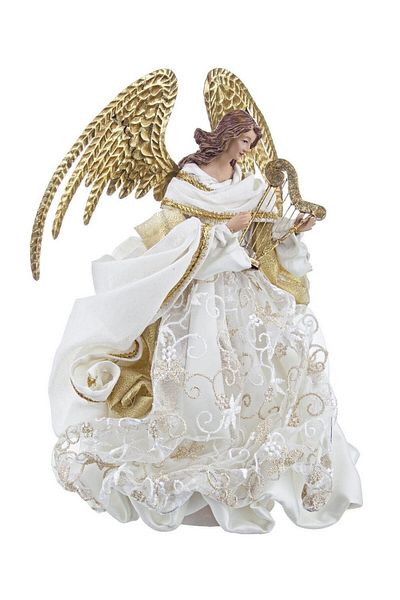 Bizzotto Figurine Angel in White Lace and Golden Polyresin Raffael 23x20x28 cm