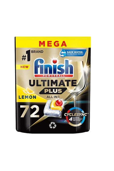 Finish Ultimate Plus Lemon 72 Tablets Dishwasher Detergent