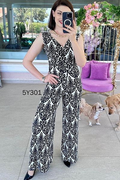 İnce Topuk Double Breasted Collar Wrinkle Fabric Jumpsuit 5Y301