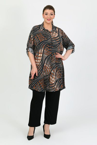 By Alba Collection Women's Multicolor Cotton Viscosin Large Size Tunic