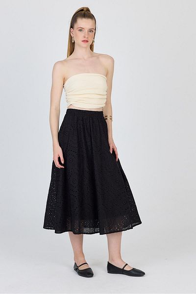 Rays Black Fisto Detailed Midi Skirt 4762A