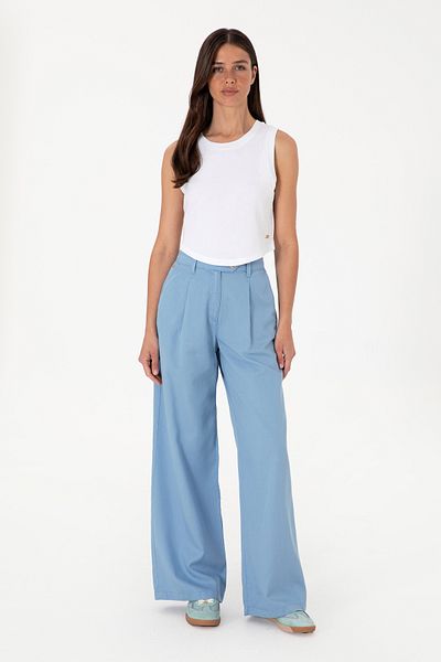 U.S. Polo Assn. Women's Blue Loose Fit Canvas Trousers 50300631-Vr036