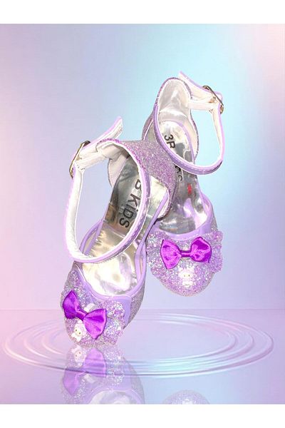 3b kids Kuromi Children's High Heels Kuromi Design Purple Color Glitter Stone Birthday Party Wedding Invitation