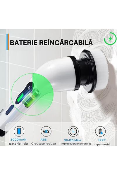 varioshop VarioShop® Electric Cleaning Brush, Rechargeable Device with 9 Interchangeable Heads, Cordless,