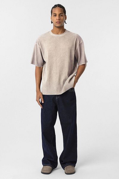 VAMOSCLO Washable Ottoman Basic Oversize T-Shirt Stone