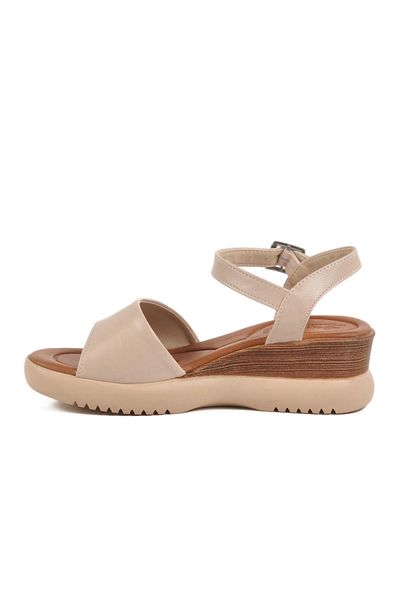 WALKWAY Beige Women's Heeled Sandals T-003 Z