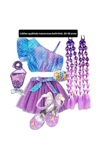 3b kids Mermaid Skirt Mermaid Top Blouse Bustier Mermaid Heels Shoes Mermaid Purse Bubble Hair