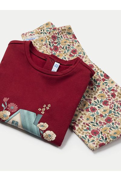 MAYORAL Girl Set Blouse and Leggings 2714 Red