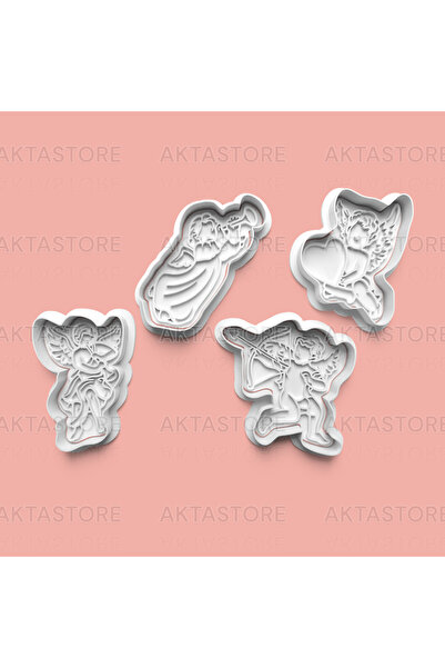 AKTASTORE مجموعة قوالب البسكويت على شكل ملاك وقوالب عجينة السكر مكونة من 4 قطع