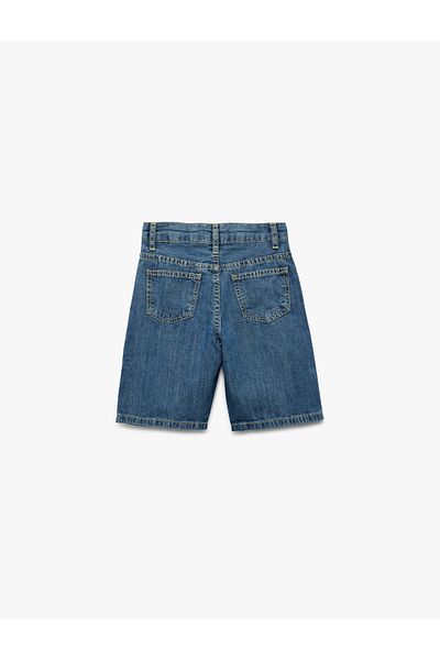 Koton Pantaloni scurți din denim Bermuda, cu nasturi din bumbac