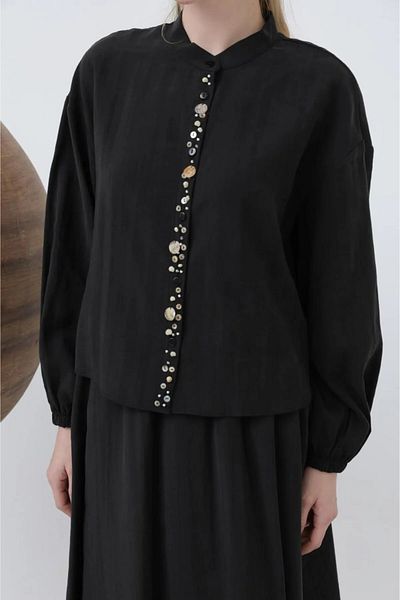 Loreen Puane Pat Part Seashell Embroidered Baby Collar Skirt Suit