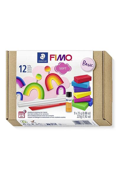 Bafimo FIMO Soft modeling clay, set of 9 colors and accessories, 225g