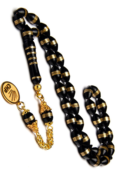 EHİNOS Altın Kaplama Gümüş Püskül Chp Tesbih, Işlemeli Kuka Tesbih